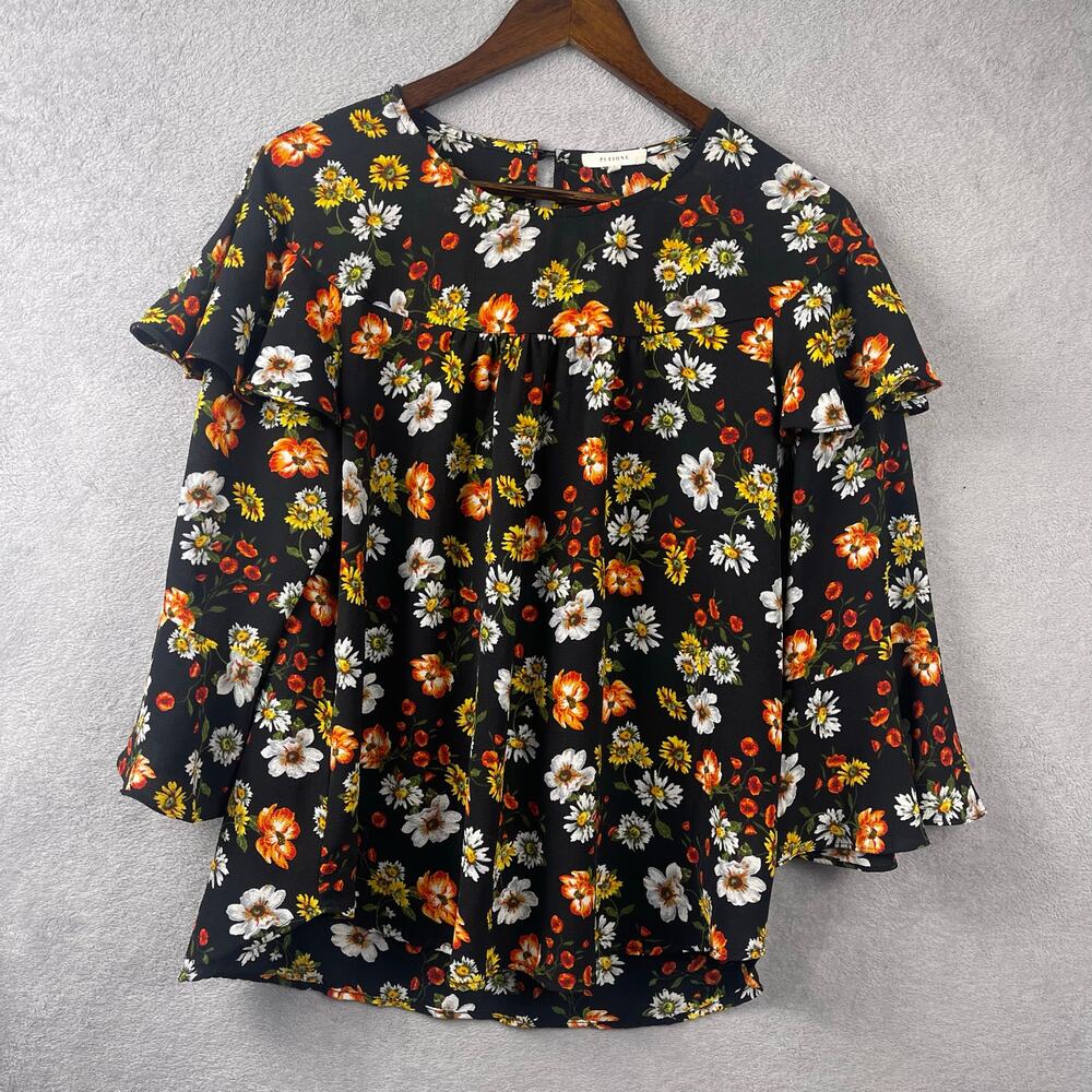 Pleione Anthropologie Womens Floral Peasant Top SZ S Cottage Bloomcore Y2K